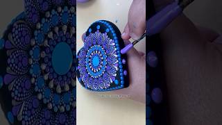 Blue and Purple Heart dot mandala rock painting #satisfying #mandalaart #smallbusiness #heart #gifts