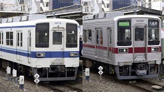 【西新井での定期車両交換！11258Fが試運転以来の大師線へ】東武8000系8579F 西新井出発・東武10000系10030型11258F 西新井着発【4K HDR】