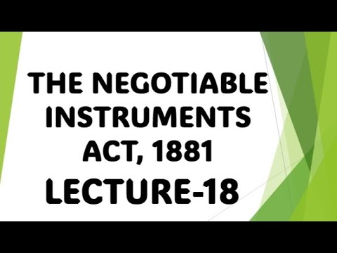 THE NEGOTIABLE INSTRUMENTS ACT 1881|| LECTURE-19 - YouTube