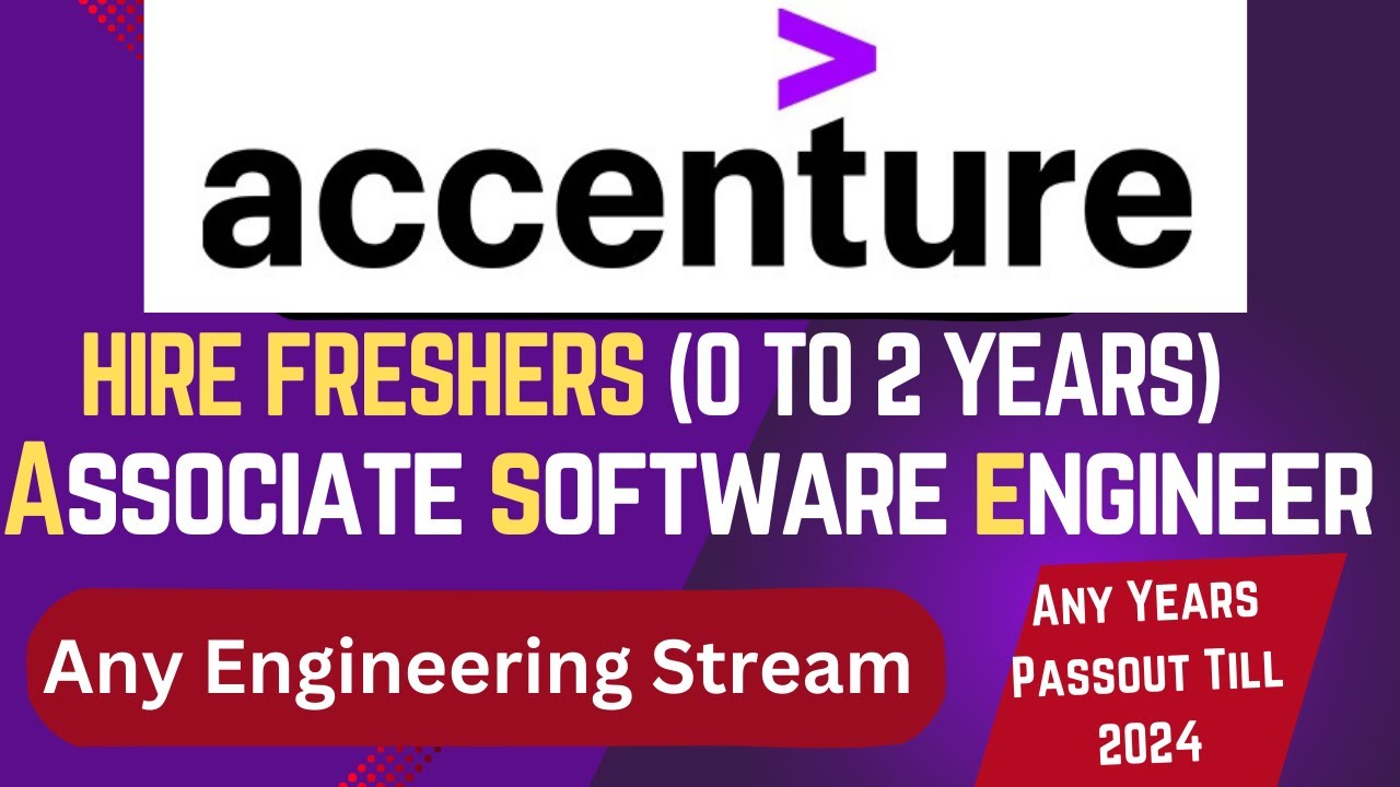 Accenture Hiring Freshers For Associate Software Engineer Any Batch