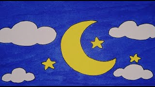How To Draw Star, Moon, Clouds & Sky | Draw & Color Tutorial