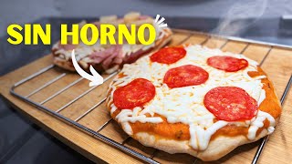 Pizza en sartén sin horno 🍕 ¡FÁCIL Y RÁPIDA! 😱