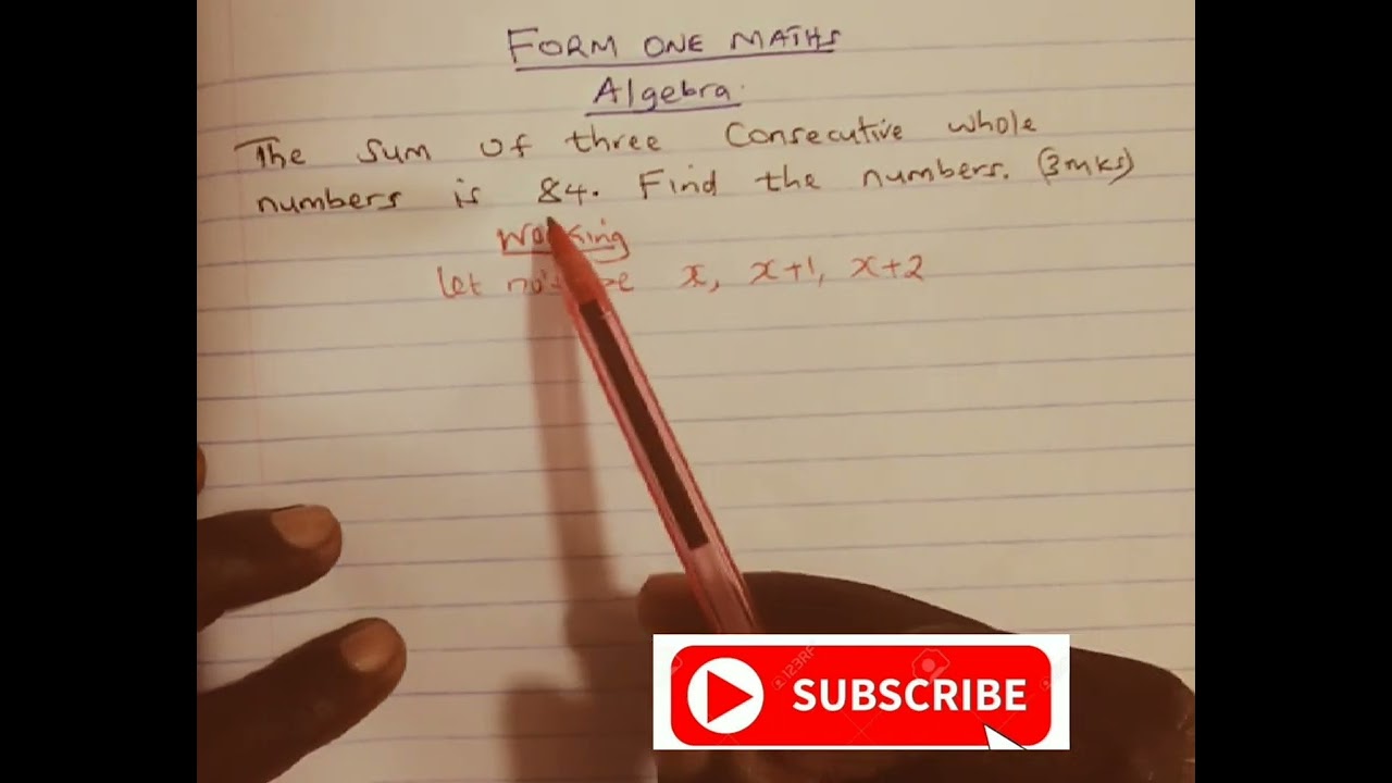 Form 1 Maths Algebra Youtube