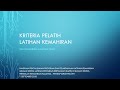 Kriteria Pelatih Latihan Kemahiran Sijil Kemahiran Malaysia SKM