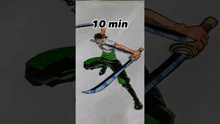 How to Draw Zoro in 10sec,10mins, 10 hrs😳 #shorts #drawing #anime
