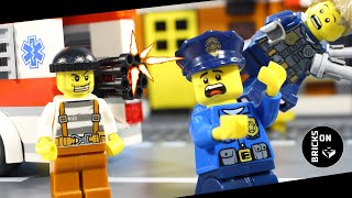 Lego Ambulance Robbery Crazy Bank Heist Car Junkyard Chase Lego City Police Stop Motion Animation