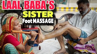 Wooden stick foot massage therapy by Laal baba’s sister Saraswati Devi , ASMR , Indian Massues