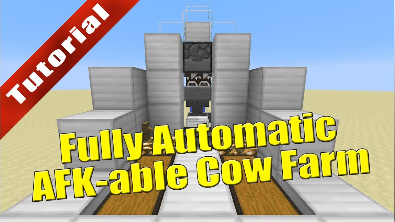 Minecraft: Fully Automatic AFK-able Cow Farm - Tutorial - YouTube