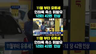 [한국농수산TV] 11월 부터 유류세 인하폭 축소, 휘발유1리터 42원 인상