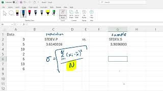 What is the difference between STDEV.P and STDEV.S in Excel?