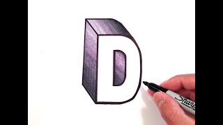 How to Drawing 3D Floating Letter "D" trick art with pencil