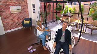 Bliss Hammocks Macrame Hanging Cotton Rope Swing Chair with Fringe on QVC