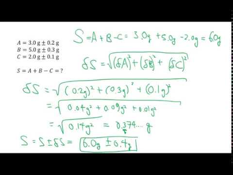 Uncertainty Propagation Addition/Subtraction Example (with Quadrature ...