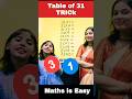 Easy Table Trick 🔥 of 31 | Table of 31 | Maths Trick #maths #fun #trending #reels #ytshorts #tables