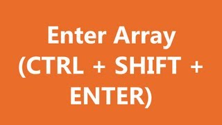 Excel Shortcuts - Enter Array