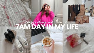 7AM DAY IN MY LIFE | skims haul, cozy day at home, baking, pr unboxing, \u0026 more!