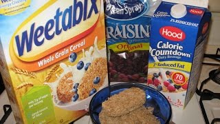 WEETABIX cereal for supper, Hood Calorie Countdown Milk and Craisins - THIS CEREAL IS MADE IN CANADA