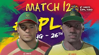Match 12 - Guyana Amazon Warriors vs Jamaica Tallawahs CPL 20  Highlights Cricket 19 Gameplay