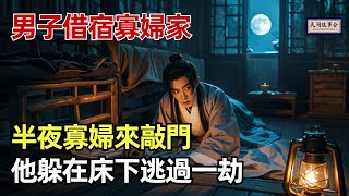 民間故事：男子借宿寡婦家，半夜寡婦來敲門，他躲在床下逃過一劫|民間故事會