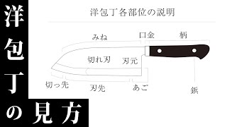 【包丁】プロが解説する洋包丁(両刃)の構造・選び方と各部位の説明。｜堺一文字光秀｜おすすめ｜洋食｜