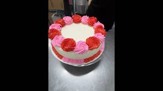 Pink and red flowers ice cream cake 🎂 #cakedecorating #cakedesign #cakes #cakeshorts #viralvideo