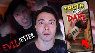 PLAYING TRUTH OR DARE WITH EVIL JESTER AT 3 AM!! *PUSHED DOWNSTAIRS*