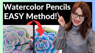 How To Use Watercolor Pencils (EASY Succulent Tutorial for Beginners)