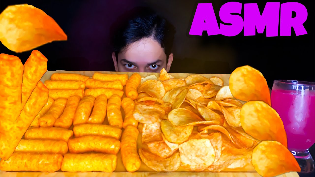 Ultimate Asmr Snack Feast Cheesy Puffs Crispy Chips Eating Sounds