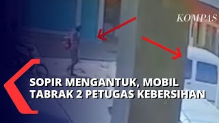 Diduga Karena Mengantuk, Mobil Tabrak 2 Orang Petugas Kebersihan