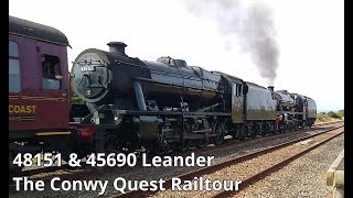 Prestatyn 03.08.2019 - 45690 Leander \u0026 48151 LMS 8F on Conwy Quest Railtour  - double head steam