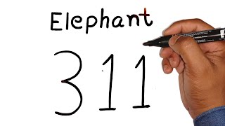 How To Draw Elephant From Number 311 | Easy Elephant Drawing Tutorial | Elephant Drawing Easy Video