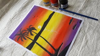|| Easy Sunrise 🖼Painting for beginners ||  Simple Sunrise painting kaise banaye #shorts #art