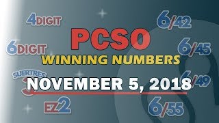 P70M Jackpot Prize Grand Lotto 6/55, EZ2, Suertres, 4 Digit,\u0026 Lotto 6/45 Draw |   November 5, 2018