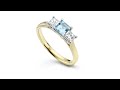 3 Stone Aquamarine Diamond Ring