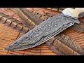 Damascus steel raindrop pattern knife_#handmadeblades