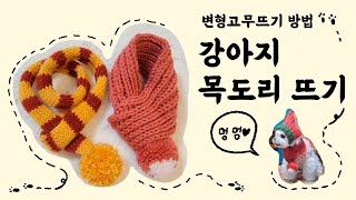 강아지 겨울목도리 뜨기 (대바늘 변형고무뜨기 )