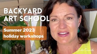 Summer 2023, holiday workshops. A visual description of each workshop.