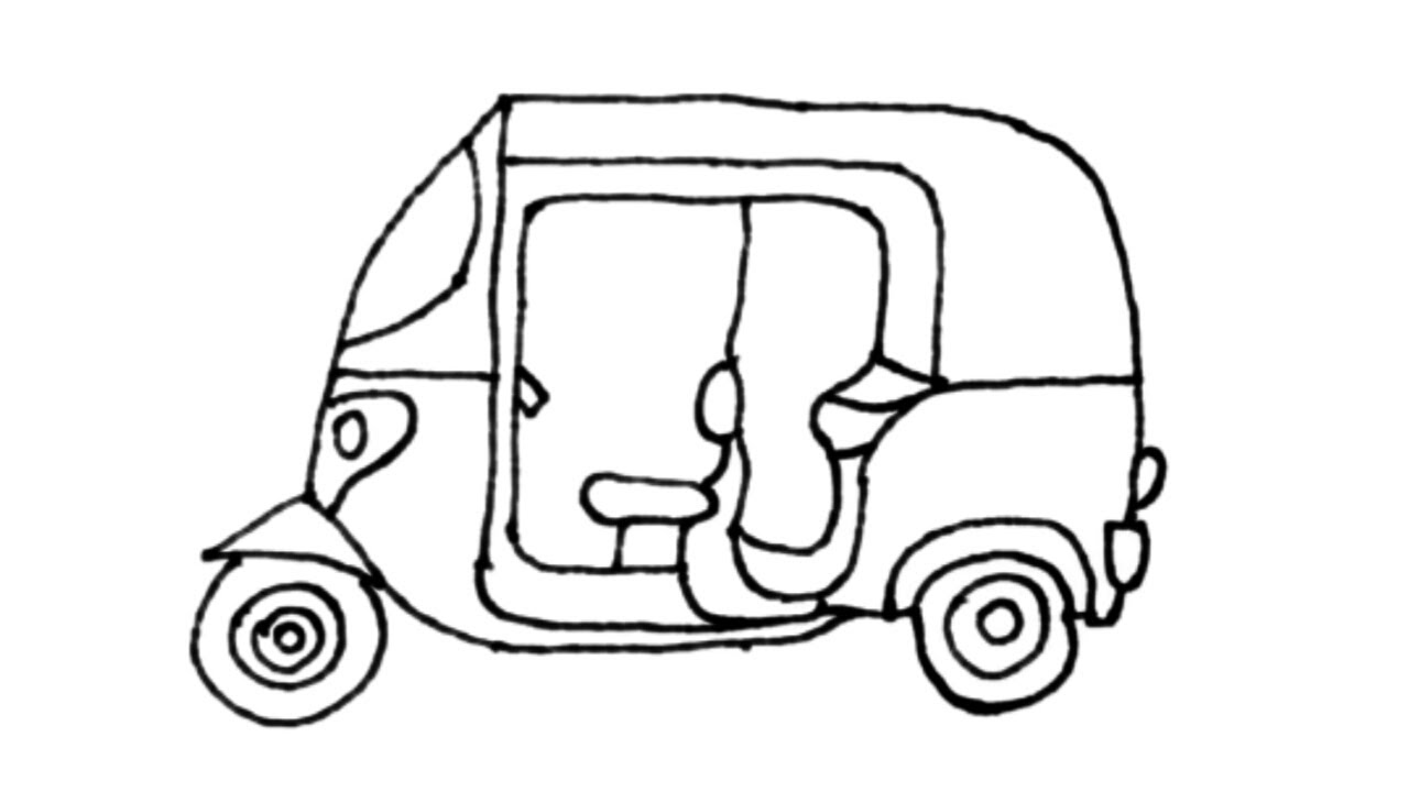 Auto Rickshaw Drawing Step By Step Mr Drawtoon - YouTube