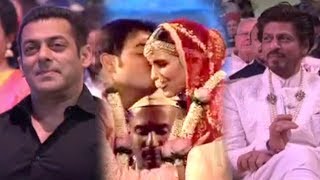 Salman Khan And Shah Rukh Khan Can't Stop Smiling As They See Akash Ambani Kissing Shloka Mehta
