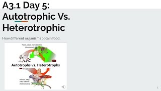 3.1 Day 5: Autotrophic Vs. Heterotrophic