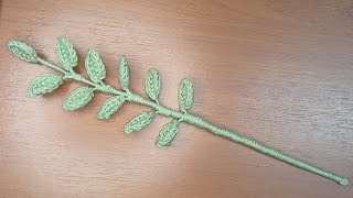 ถักใบไม้มีก้านสำหรับตกแต่งช่อดอกไม้ | Leaf Before Valentine's day Ep.3  #crochet #ถักไหมพรม #leafs