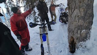 Snowbike crashed in a tree