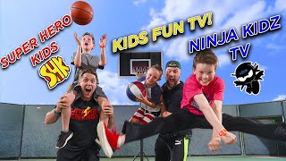 TRICK SHOT H.O.R.S.E. Ft. Ninja Kidz TV, SuperHeroKids, Kids Fun TV!