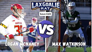 OT Thriller! Logan McNaney (Maryland) vs. Max Watkinson (Loyola) - Lacrosse Goalie Save Edit