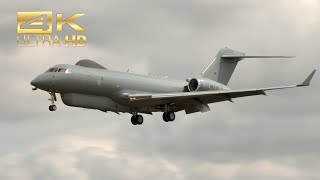 (4K) Bombardier Sentinel R-1 Raytheon Aircraft N691BD arrival RAF Fairford RIAT 2022 AirShow