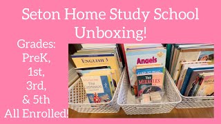 Seton Home Study School Enrollment Unboxing! Grades PreK, 1st, 3rd and 5th! All Enrolled