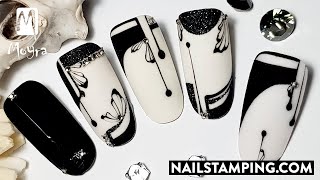 Elegant, clean, stamping nail art (nailstamping.com)