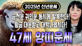 🌟2025년 대박나는 1979년생 47세 양띠운세🌟 모든 나이 통틀어 최고의 운기다!! 현직 무당이 뽑은 2025년 최고의 나이! 금전운 귀인운이 들어오는 기미생 79년생 양띠운세