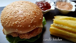 🍔Zinger burger /home made zinger burger/candle kitchen (rcp:226)