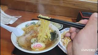 安曇野市穂高　安曇追分駅前　八千代食堂　Bランチセット　ラーメン\u0026チャーハン950円